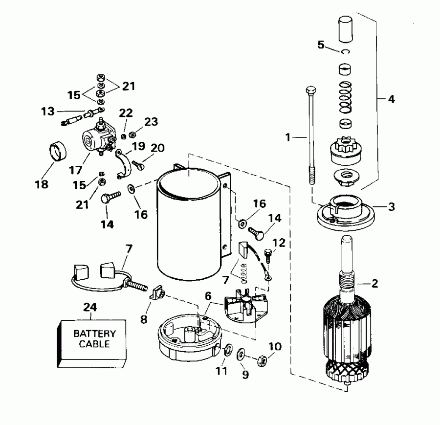  EVINRUDE E115JLEOR 1995  - ectric ������� & Solenoid - ectric Starter & Solenoid