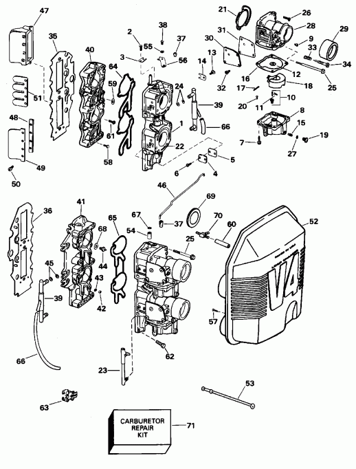 ��������� ����� EVINRUDE E115SLEOC 1995  - rburetor & �������� ��������� - rburetor & Intake Manifold