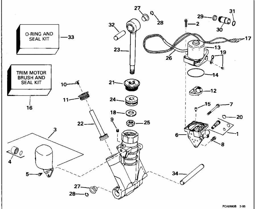 �������� ��������� ����� EVINRUDE E115TLEOR 1995  - wer Trim/tilt Hydraulic Assembly / wer Trim / tilt Hydraulic Assembly