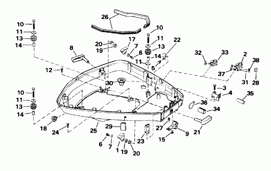  EVINRUDE E115TXAOR 1995  - wer Engine Cover - wer ������ ��������� (�����)