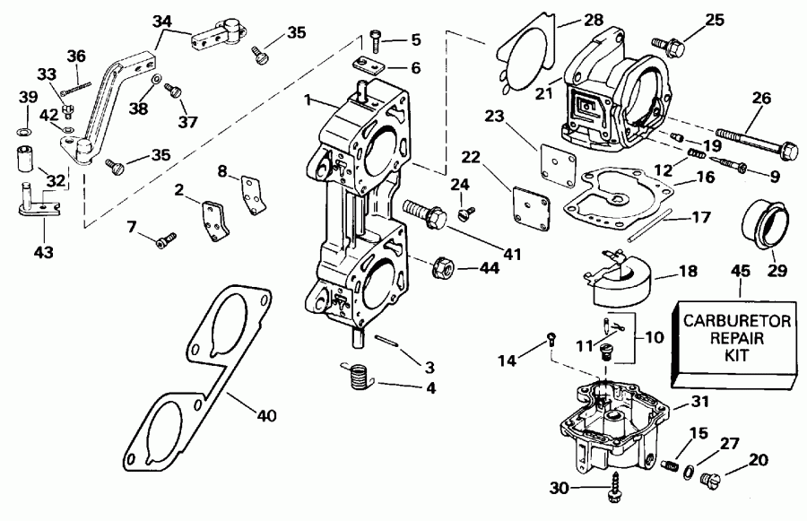  ������� E125WTPLE 1995  - rburetor � ��������� �������� Late P����uction / rburetor And Linkage Late Production