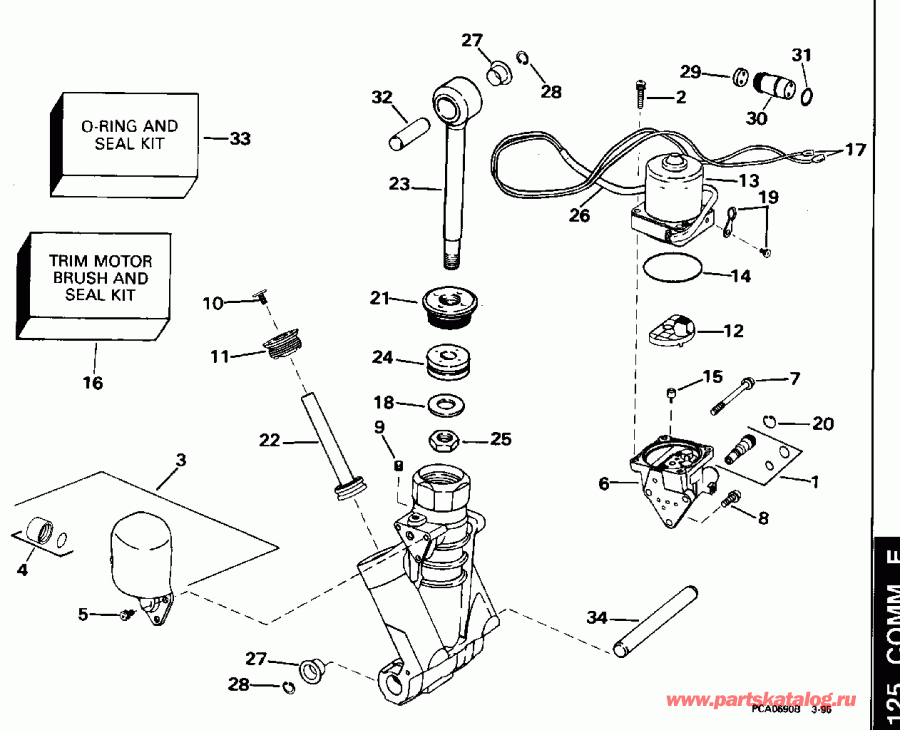 ����� EVINRUDE E125WTPLE 1995  - wer Trim/tilt Hydraulic Assembly