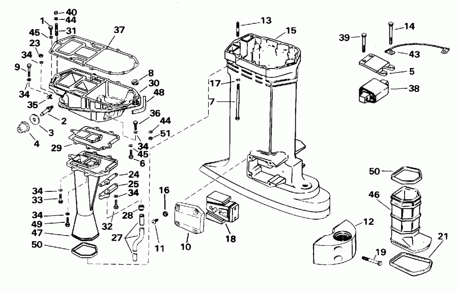��������� �������� ����� Evinrude E130TXAOR 1995  - haust Housing / haust ������