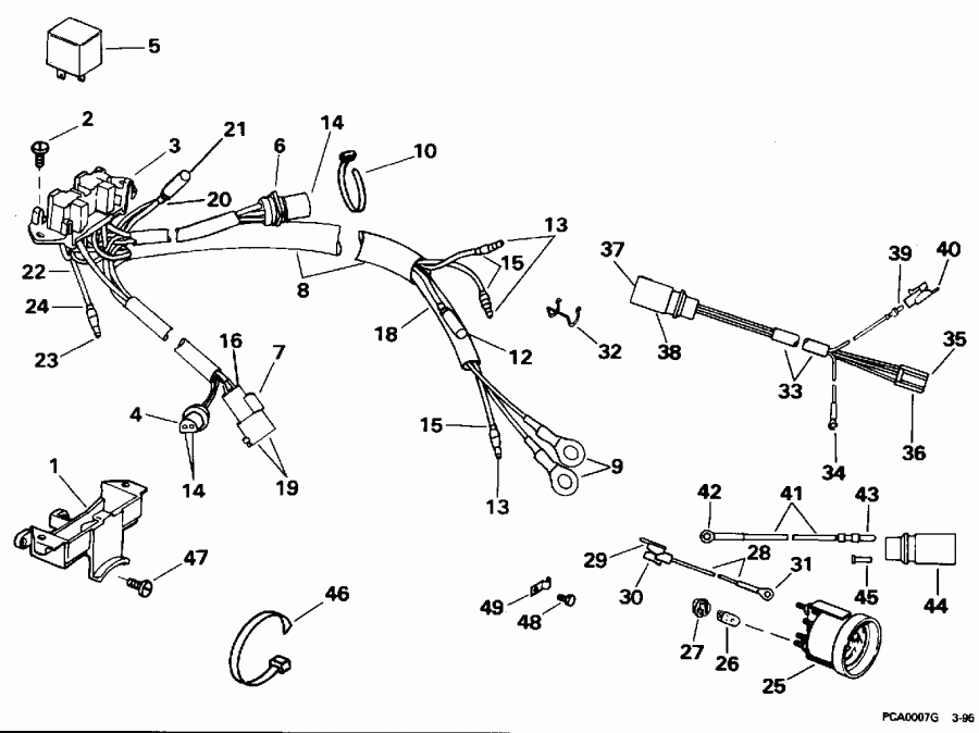 ��������� �������� ����� EVINRUDE E150ELEOM 1995  - wer Trim / tilt ��������� / wer Trim/tilt Electrical