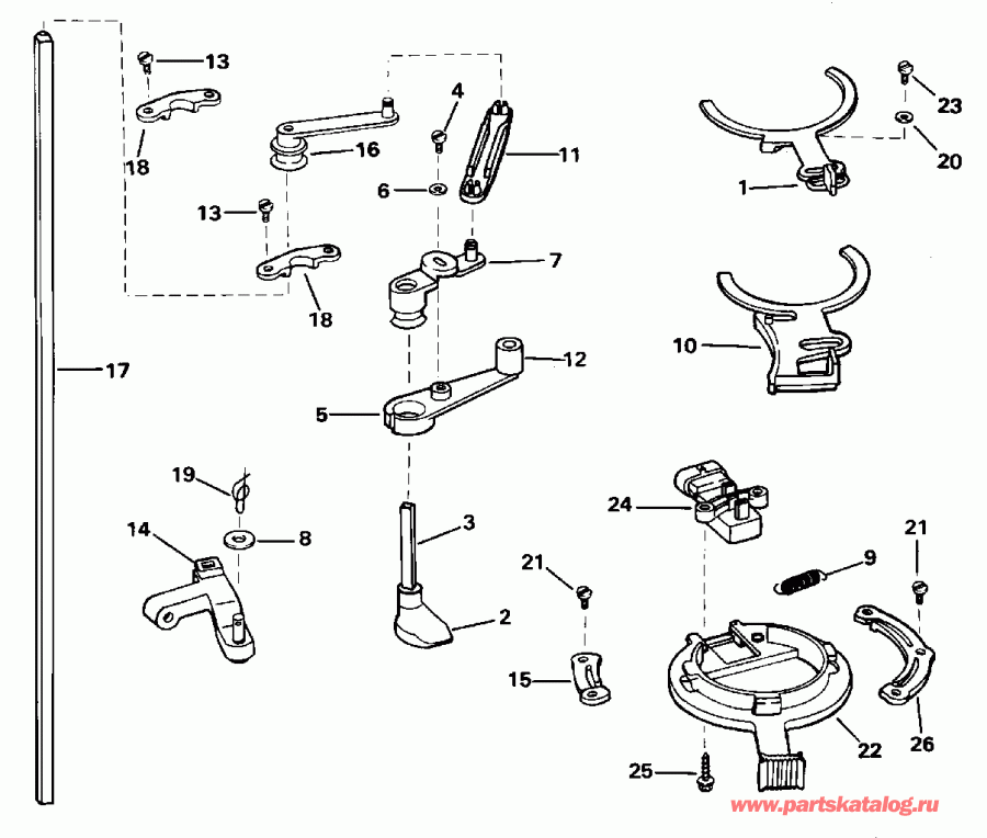 ��������� ����� EVINRUDE E150JLEOM 1995  - rottle Linkage - rottle ��������� ��������