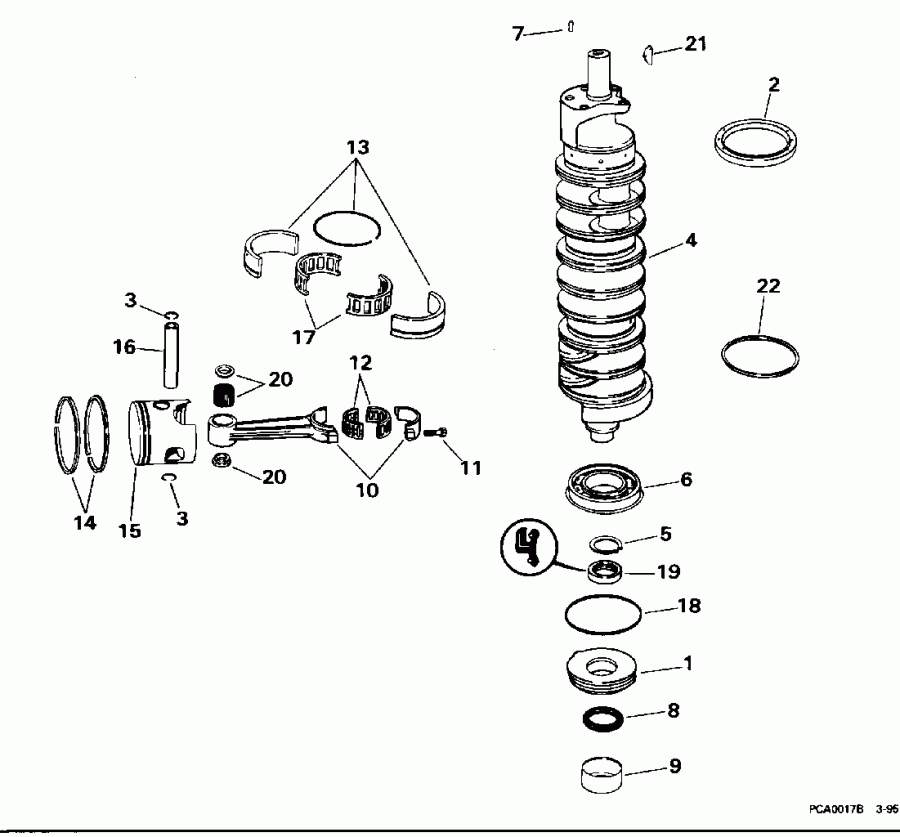 ����� Evinrude E150SLEOM 1995  - ankshaft & Pistons - ank��� & ������