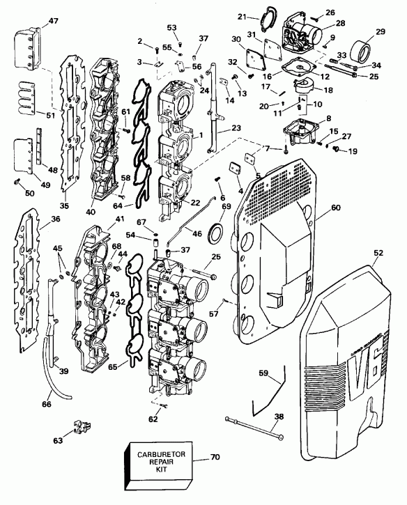 ��������� ��������� ������� E150WTLEOR 1995  - rburetor And Intake Manifold