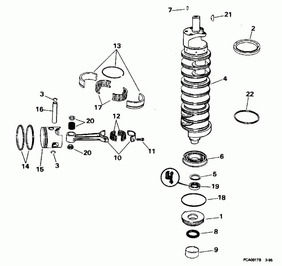 ��������� ��������� EVINRUDE E150WTXEOR 1995  - ank��� & ������ - ankshaft & Pistons