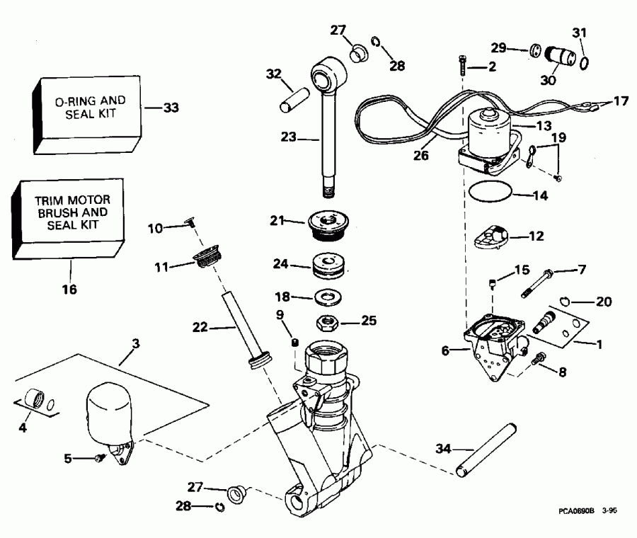 ��������� ��������� Evinrude E150WTXEOR 1995  - wer Trim/tilt Hydraulic Assembly - wer Trim / tilt Hydraulic Assembly