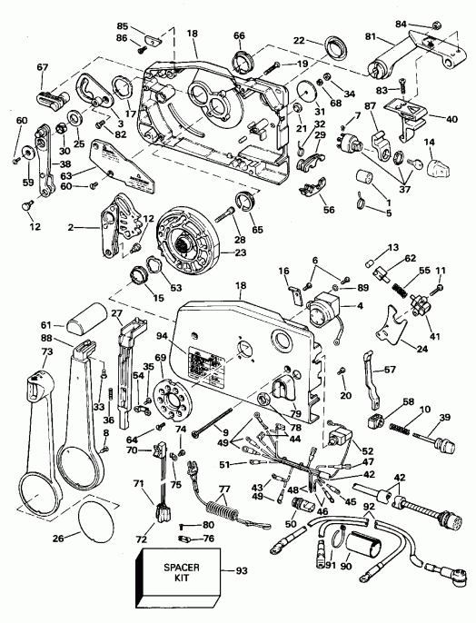 ����� Evinrude E150WTXEOR 1995  - mote Control / mote ����������
