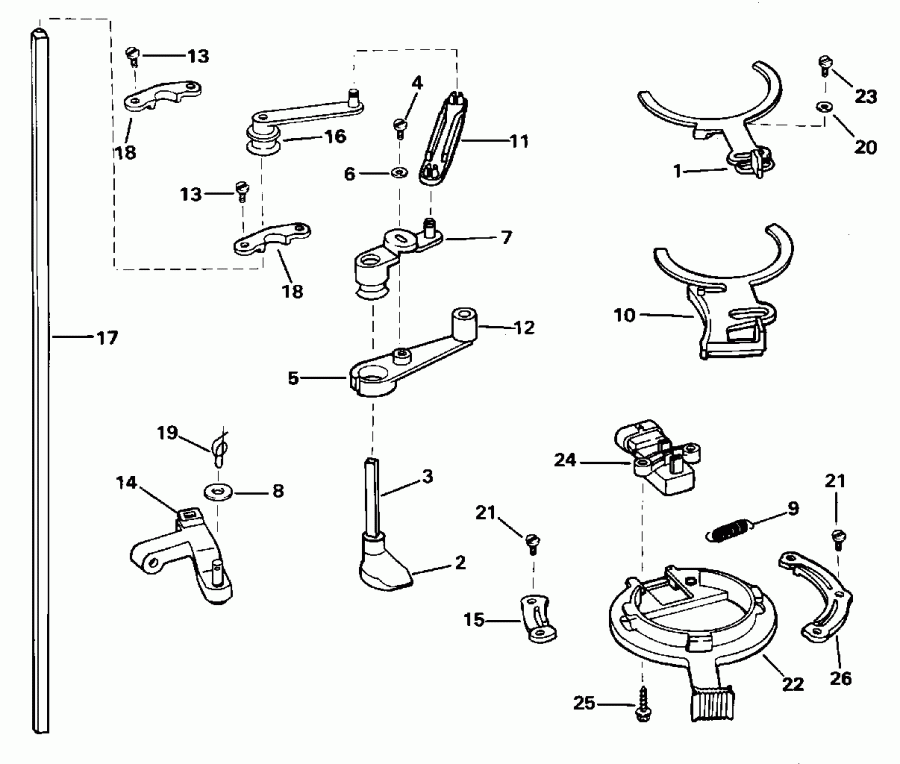 ��������� ��������� Evinrude E175EXEOM 1995  - rottle ��������� ��������