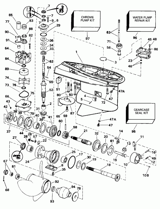 ��������� ����� EVINRUDE E175NXEOM 1995  - Counter Rotation