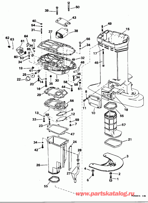 �������� ��������� ����� Evinrude E200CXEOC 1995  - haust ������ / haust Housing