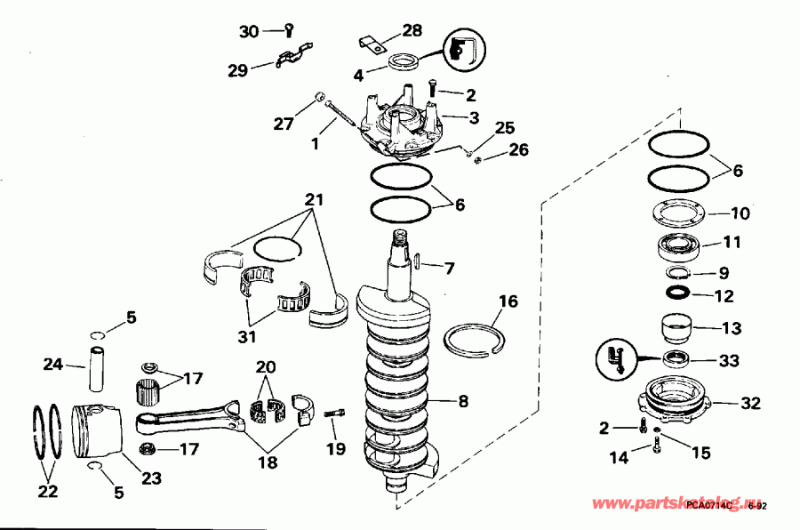 �������� ��������� ����� Evinrude E225CXEOB 1995  - ankshaft & Piston / ank��� & �������