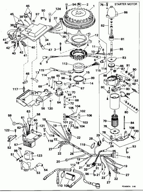 ��������� �������� ����� Evinrude E225PZEOB 1995  - nition System & ��������� �������� / nition System & Starter Motor