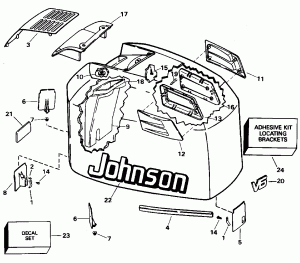 ������ ��������� (�����) - Johnson - 200stl, 225stl (Engine Cover - Johnson - 200stl, 225stl)