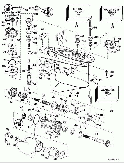 �������� ����� Evinrude E250CXEOR 1995  - �������� �������� - Counter Rotation