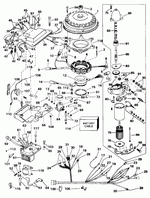 ��������� EVINRUDE E250CXEOR 1995  - nition System & ��������� ��������