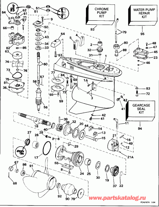 ����� EVINRUDE E250TXEOR 1995  - Standard Rotation / �������� Rotation