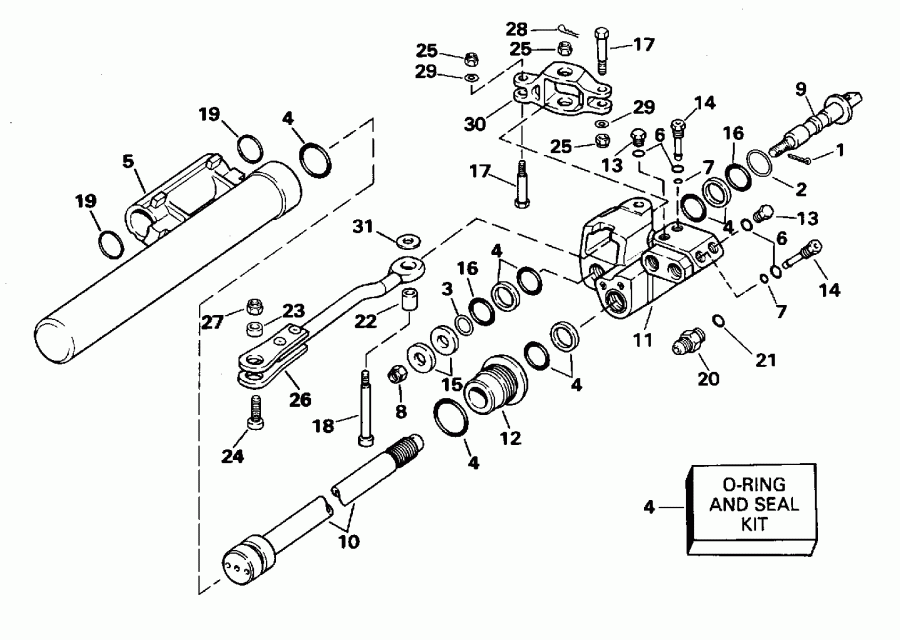 �������� ����� Evinrude E300CXEOR 1995  - linder & ������ Assembly