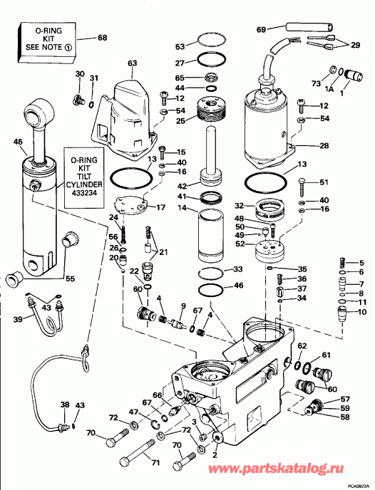   Evinrude E300PLEOR 1995  - wer Trim/tilt Hydraulic Assy. / wer Trim / tilt Hydraulic  .