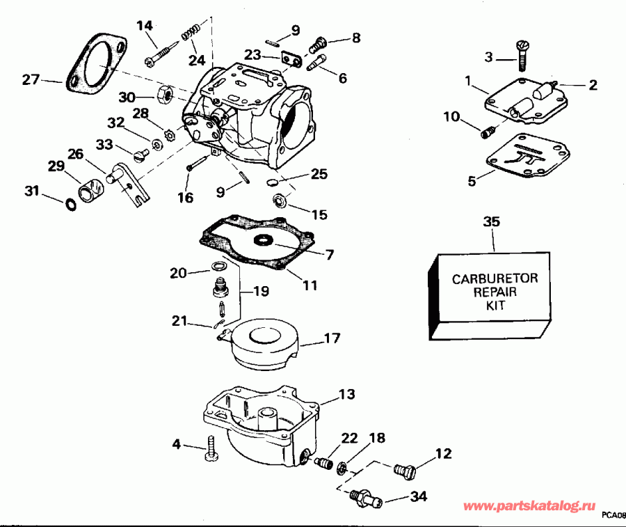 �������� ��������� ����� Evinrude E45RCEOD 1995  - All 55 Models, 40rw