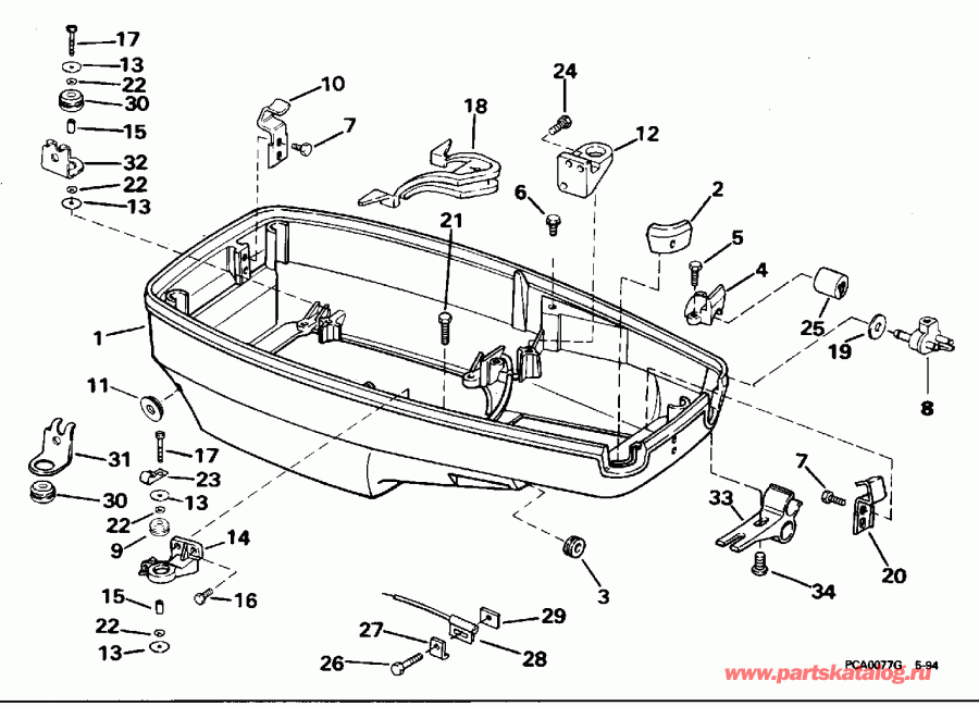 Evinrude E45RCEOD 1995  - wer Engine Cover / wer ������ ��������� (�����)