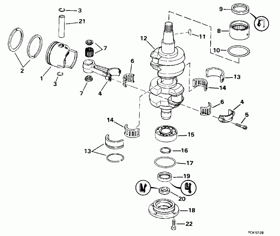 ��������� ������� E48ESLEOS 1995  - ankshaft & Piston
