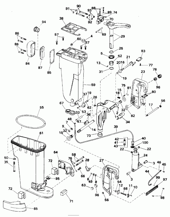 ��������� ��������� Evinrude E48ESLEOS 1995  - haust Housing & Stern & Swivel Bracket