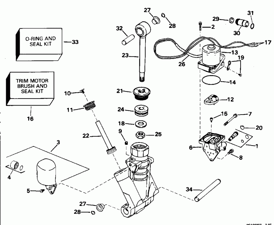 ��������� ����� Evinrude E50DTLEOS 1995  - wer Trim/tilt Hydraulic Assembly / wer Trim / tilt Hydraulic Assembly
