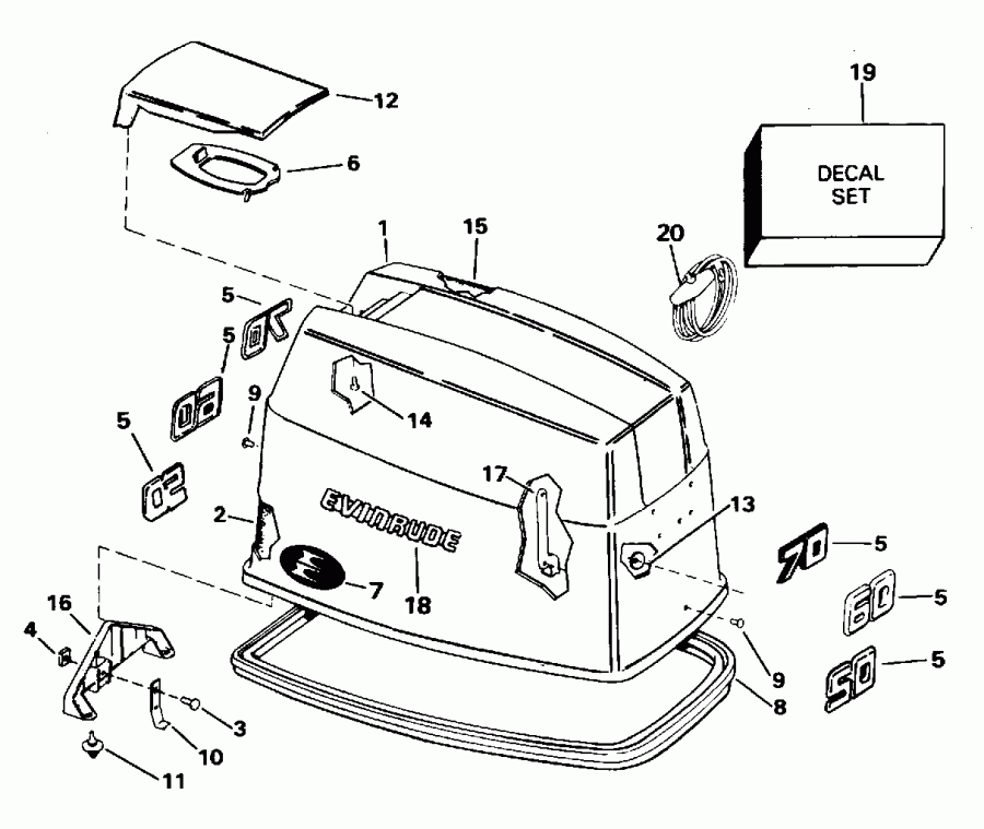 ��������� �������� ����� EVINRUDE E50TTLEOS 1995  - Evinrude