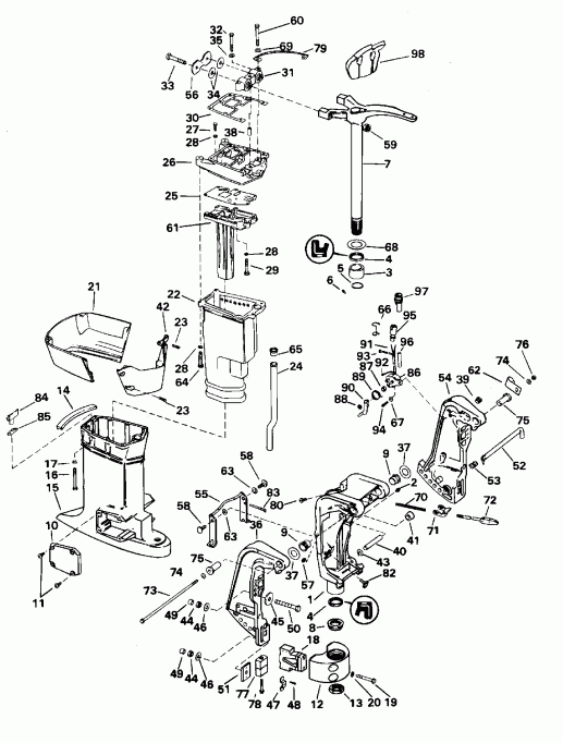 ��������� ����� EVINRUDE E50TTLEOS 1995  - dsection / dsection