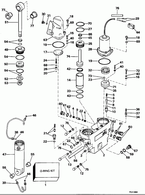  ������� E50TTLEOS 1995  - wer Trim / tilt Hydraulic Assembly