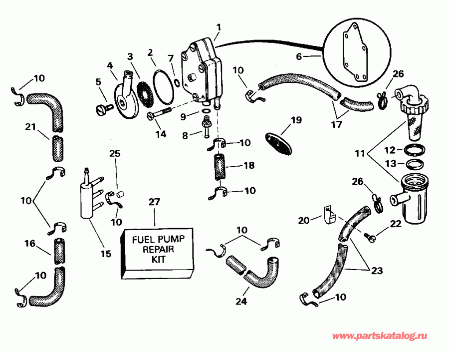 ��������� ����� EVINRUDE E55RSLG 1995  - el Pump & Filter - el ����� & ������