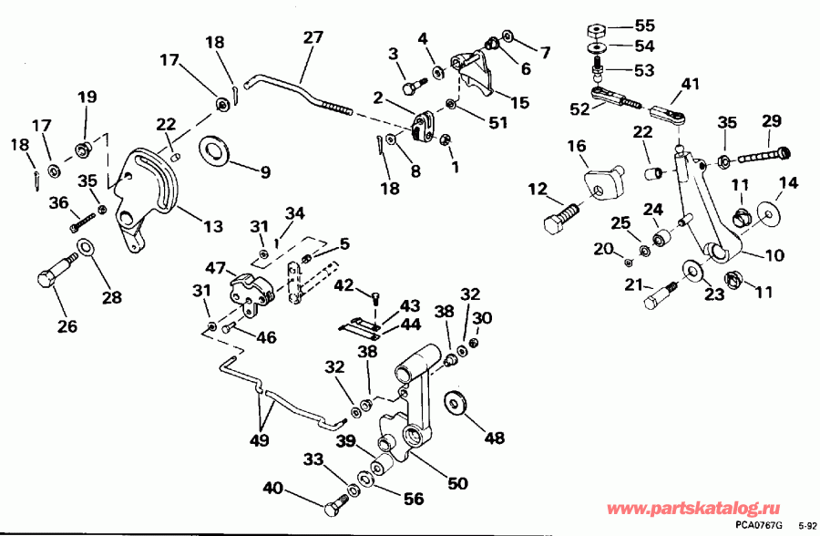 ��������� EVINRUDE E55RSLG 1995  - ift & Throttle Linkage