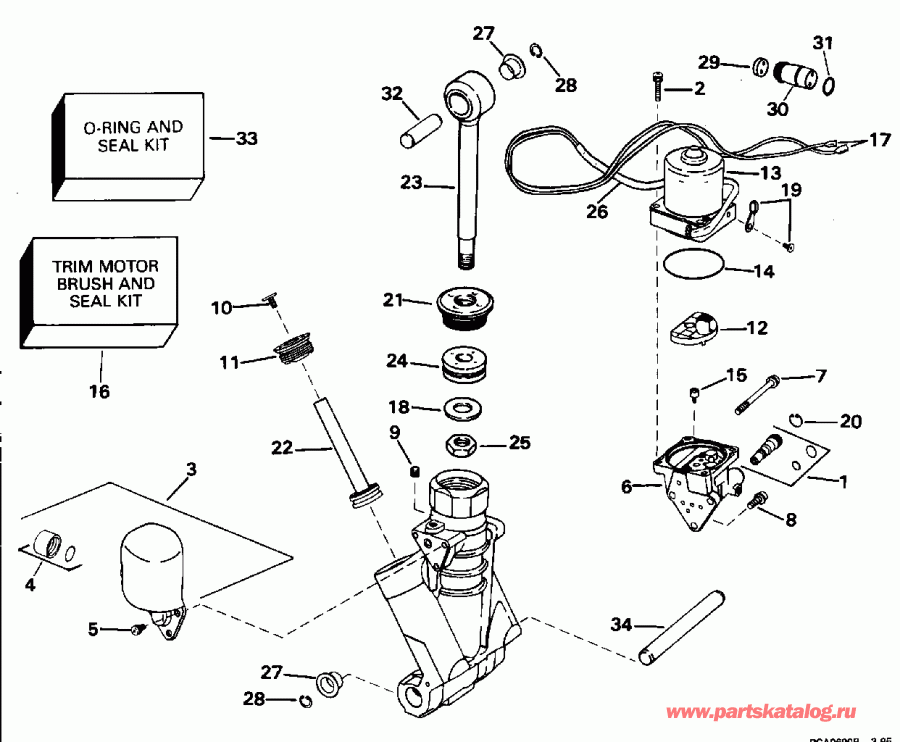 ��������� �������� ����� EVINRUDE E60TLEOC 1995  - wer Trim / tilt Hydraulic Assembly / wer Trim/tilt Hydraulic Assembly