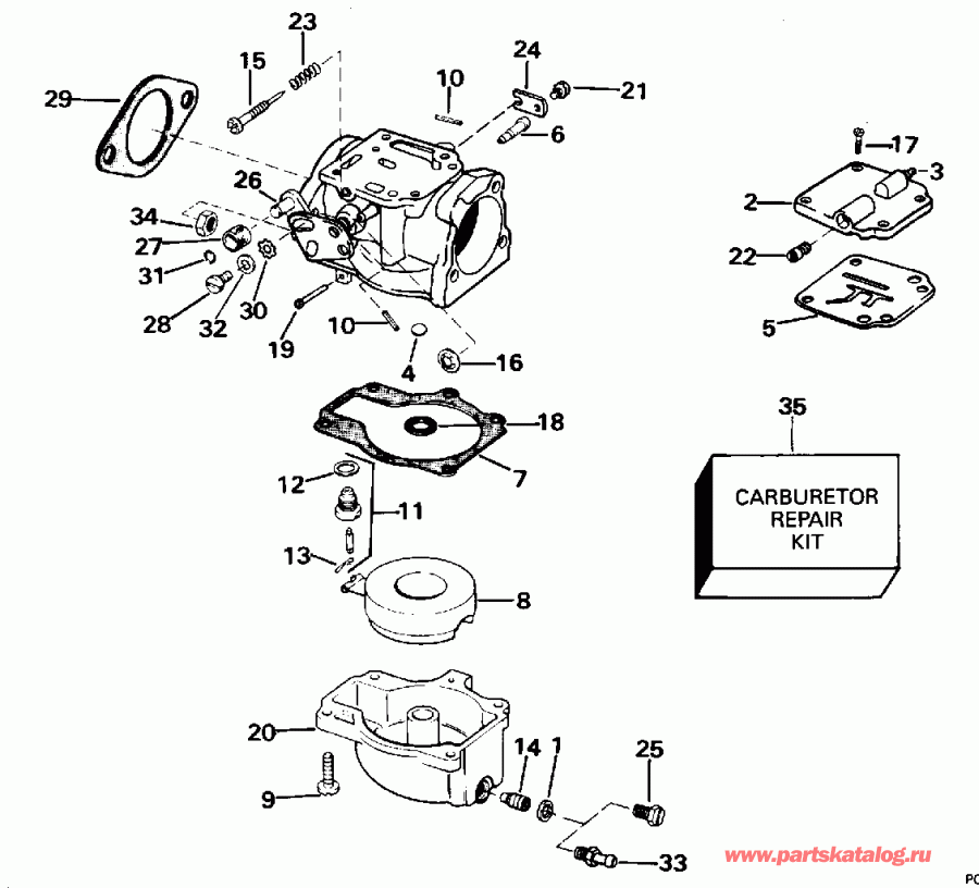  EVINRUDE E65RSLC 1995  - rburetor / rburetor