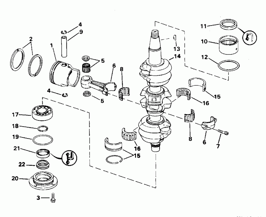 �������� ��������� ����� ������� E70ELEOR 1995  - ank��� & ������� / ankshaft & Piston