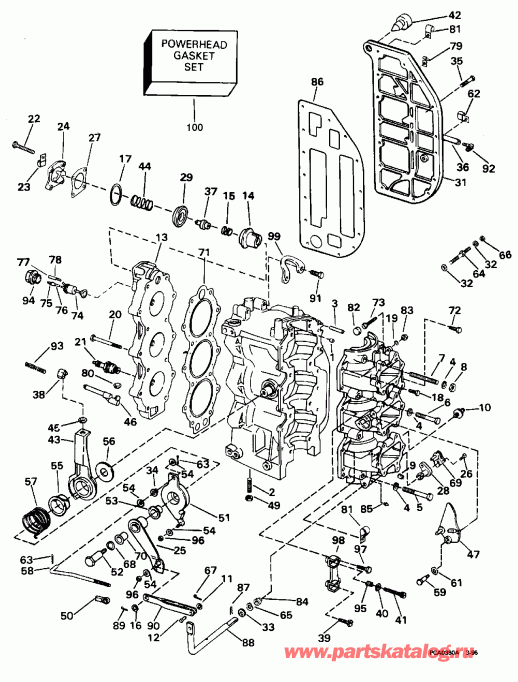 ��������� ����� Evinrude E70ELEOR 1995  - linder & Crankcase