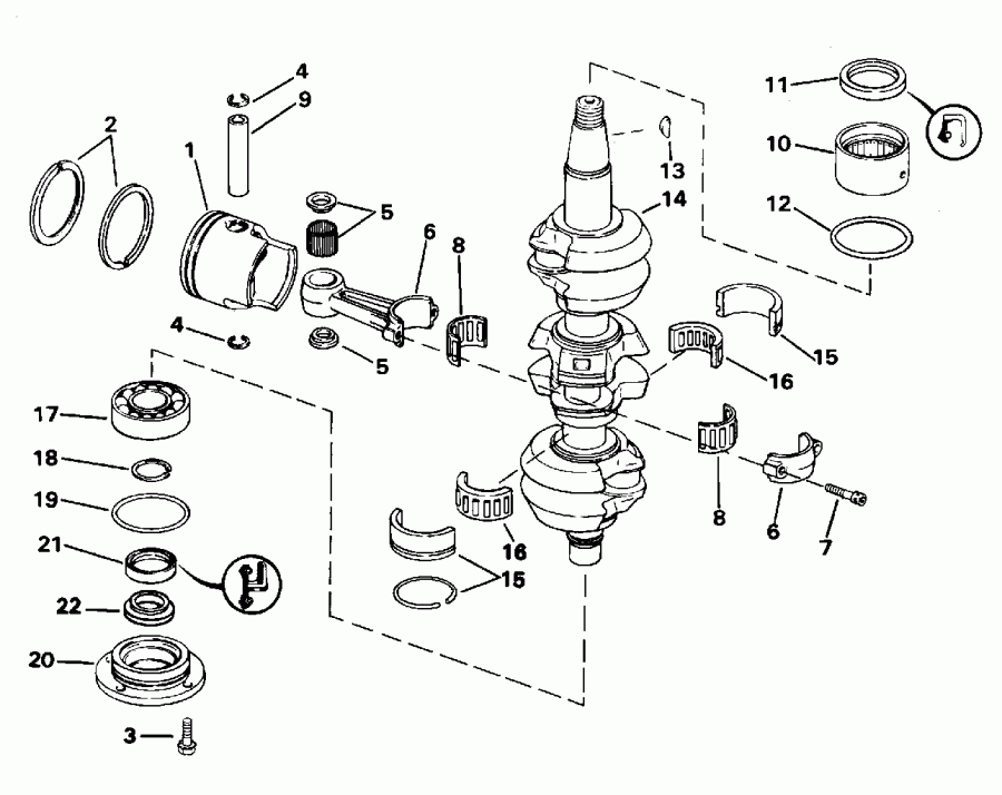 �������� ��������� ����� ������� E70TTLEOR 1995  - ankshaft & Piston
