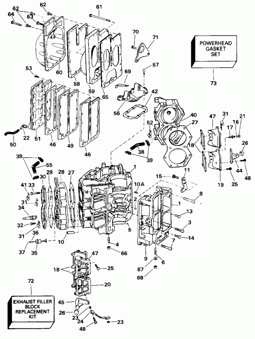 ��������� ��������� EVINRUDE E85TTLEOR 1995  - linder & Crankcase / linder & ������ ���������