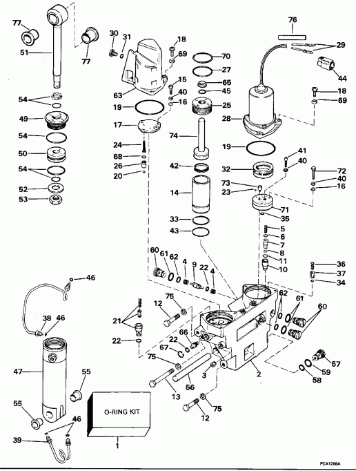 ��������� �������� ����� Evinrude E85TTLEOR 1995  - wer Trim / tilt Hydraulic Assembly / wer Trim/tilt Hydraulic Assembly
