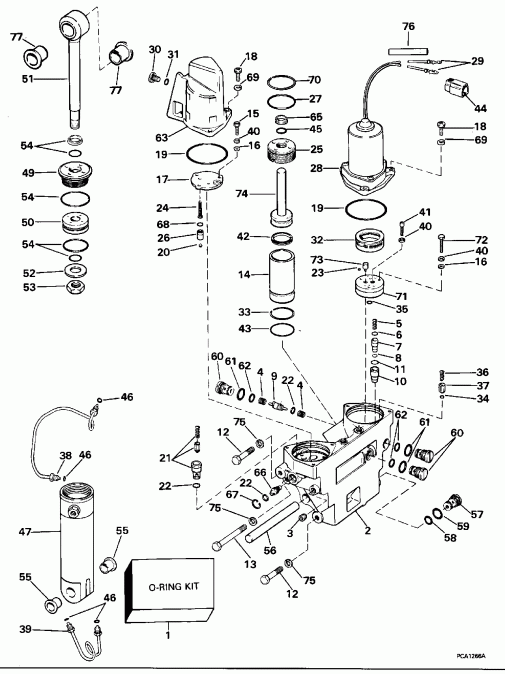 �������� ����� EVINRUDE E88TSLEOC 1995  - wer Trim/tilt Hydraulic Assembly - wer Trim / tilt Hydraulic Assembly