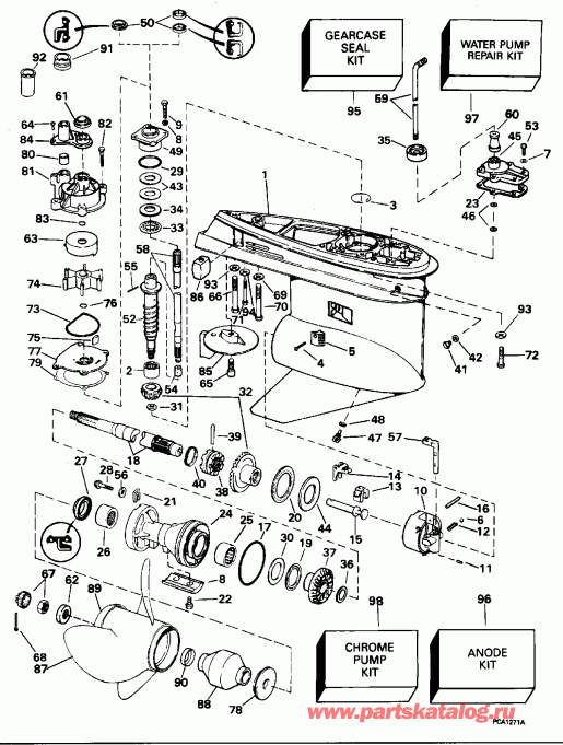 ��������� ����� Evinrude E90ELEOC 1995  - 25 ���� Models
