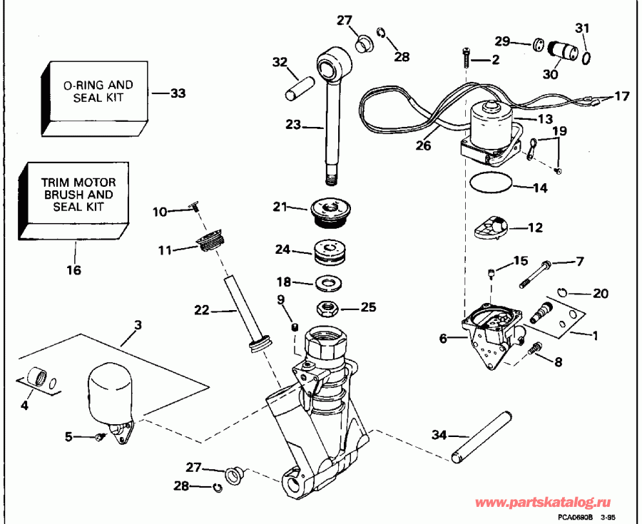 �������� ����� Evinrude E90JLEOR 1995  - wer Trim/tilt Hydraulic Assembly