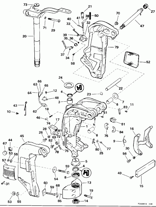 �������� ����� EVINRUDE E90MLEOR 1995  - Power Trim & Tilt - ���������������� ��������� �������