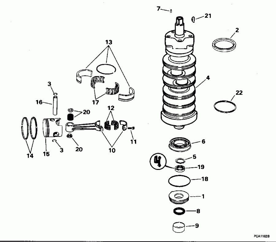 ����� EVINRUDE L115GLEOS 1995  - ankshaft & Piston / ank��� & �������