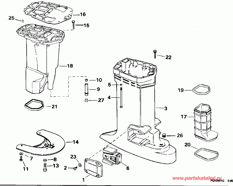 �������� ��������� ����� Evinrude VE150HLEOS 1995  - haust Housing - haust ������