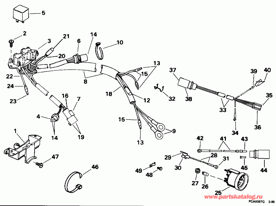 ��������� �������� ����� EVINRUDE VE150HLEOS 1995  - wer Trim / tilt ��������� - wer Trim/tilt Electrical