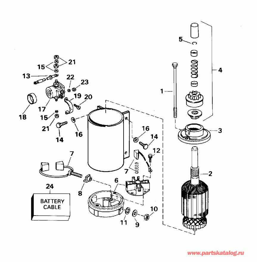 ����� Evinrude XE112TSLEOC 1995  - ectric ������� & Solenoid - ectric Starter & Solenoid